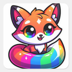 fox cute square sticker