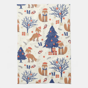 Fox Cuties Monogram Kitchen Towel