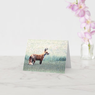 Fox dans l'herbe - Carte de voeux vierge