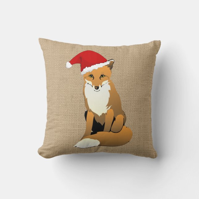 Fox de Noël sur le coussin de toile de jute de (Recto)