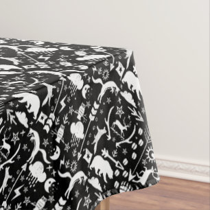 Fox Deer Bear Pattern Cottage Hunting Lodge Tablecloth