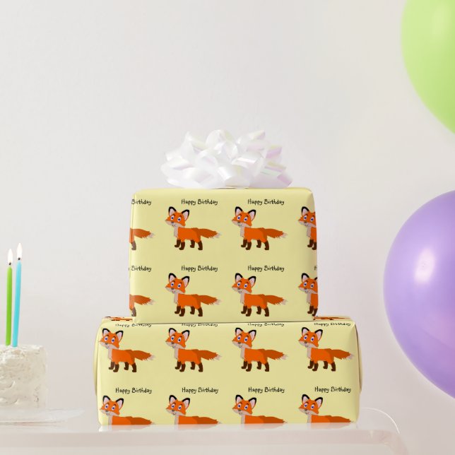 Fox Design Any Background Colour Birthday Gift Wrapping Paper (Party Gifts)