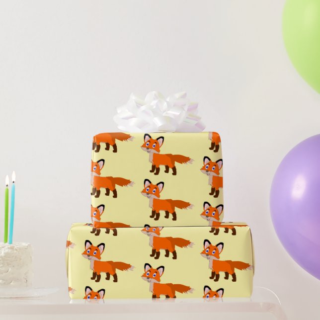 Fox Design Any Background Colour Wrapping Paper (Party Gifts)