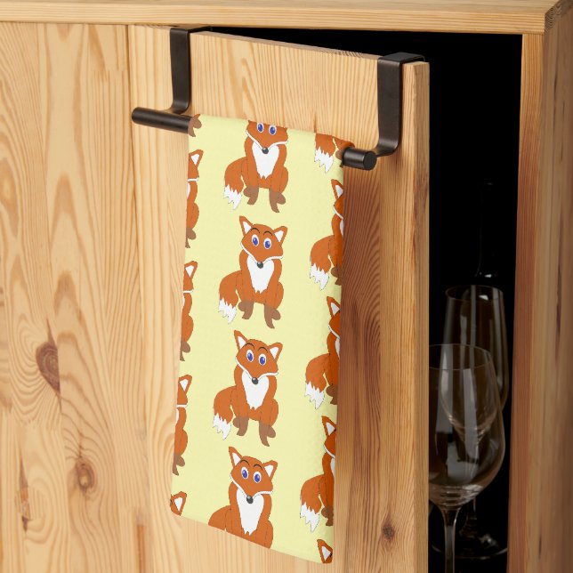 Fox Design Any Colour Background Kitchen Towel (Thirds Fold)