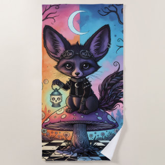 Fox Divided by the Twilight Realms Beach Towel