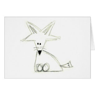 fox doodle black white grey simple kids drawing