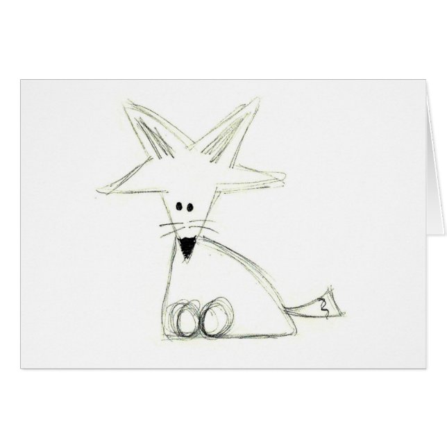 fox doodle black white grey simple kids drawing (Front Horizontal)