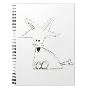 fox doodle black white grey simple kids drawing notebook