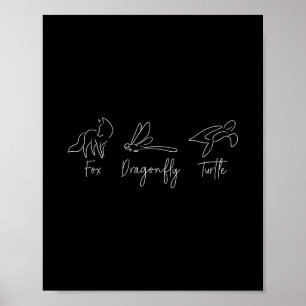 Fox Dragonfly Turtle Trump Meme Minimalist Poster