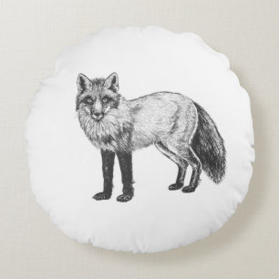 Fox drawing round pillow