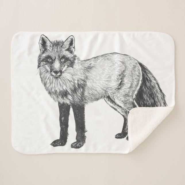Fox drawing sherpa blanket (Front (Horizontal))