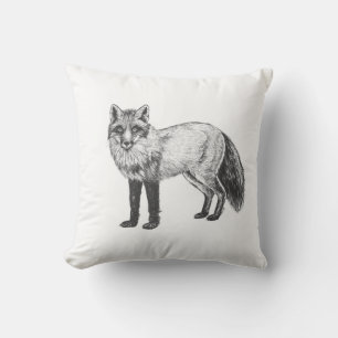 Fox drawing throw pillow