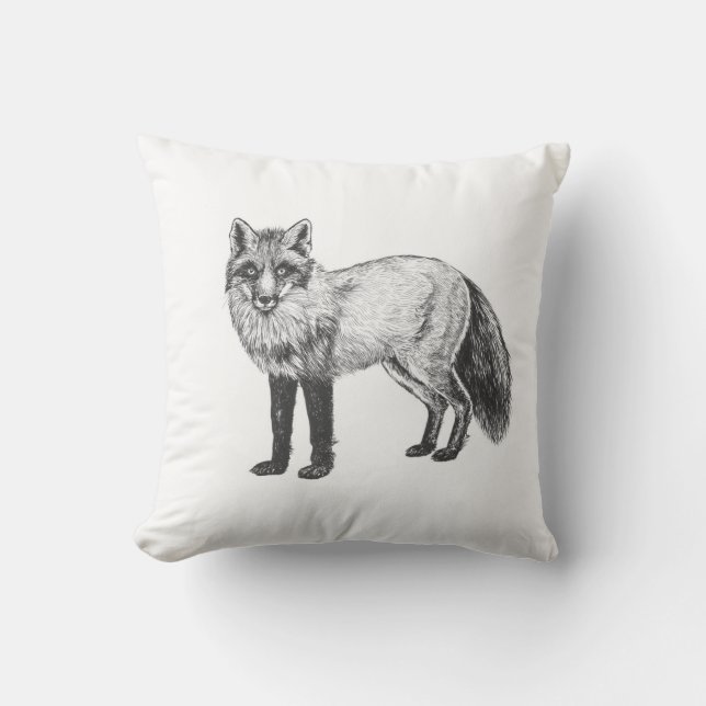 Fox drawing throw pillow (Front)