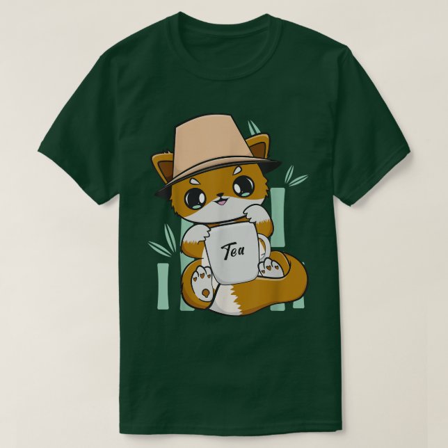 Fox Drinks Bubble Tea Milk With Boba  T-Shirt (Design Front)