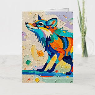 Fox Expressive abstract animal art design Foil Greeting Card