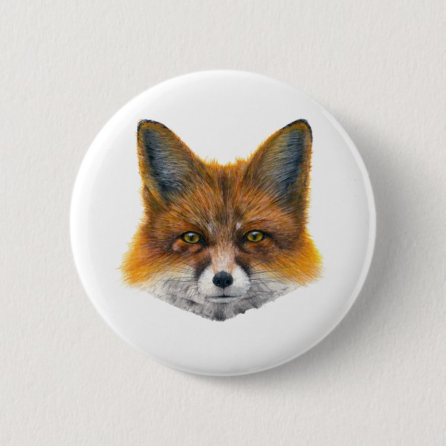 Fox face - Painting in acrylic 2 Inch Round Button (Front)