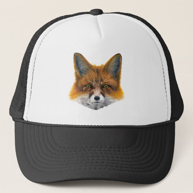 Fox face - Painting in acrylic Trucker Hat (Front)