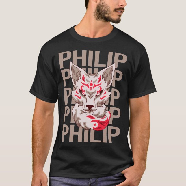Fox Face - Philip Name T-Shirt (Front)