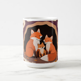 Fox Family Autumn Forest Den Coffee Mug
