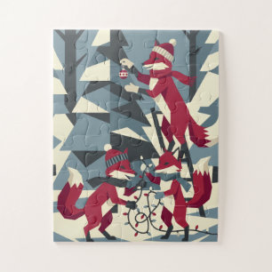 Fox Family Christmas II Jigsaw Puzzle