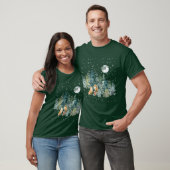 Fox Family Forest Full Moon Snowfall T-Shirt (Unisex)