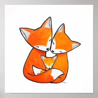 Fox Family Nursery Art Dad Mom Baby Happy foxes