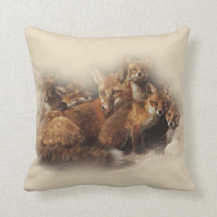 Fox Family Throw Pillow