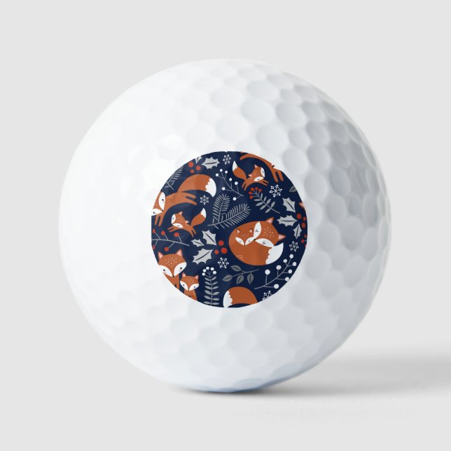Fox family: vintage seamless pattern. golf balls (Front)