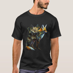 Fox Fantasy Flowers Art Abstract Animal Fox T-Shirt