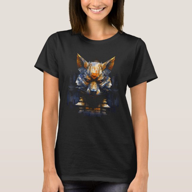Fox Fantasy Polygon  Animal Artwork Fox T-Shirt (Front)