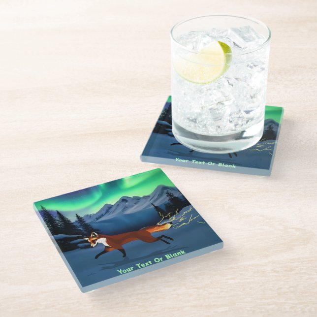 Fox Fire - Northern Lights Glass Coaster (Angled)