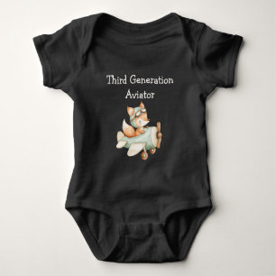 Fox Flies Airplane Personalized Baby Boy Aviation Bodysuit