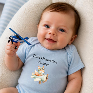 Fox Flies Airplane Personalized Baby Boy Aviation Bodysuit