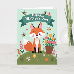 Fox Floral Mothers Day Card