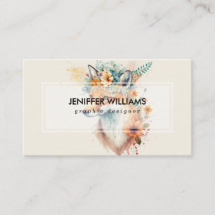 Fox Flower Crown Watercolor                        Business Card