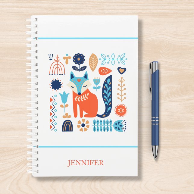 Fox Folk Art Floral Pattern Personalized | Nature Planner (Creator Uploaded)