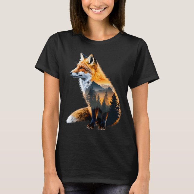 Fox Forest Nature Lover Mountains Hiking Camng Bus T-Shirt (Front)