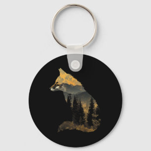 Fox Forest Nature Lover Mountains Hiking Camping B Keychain
