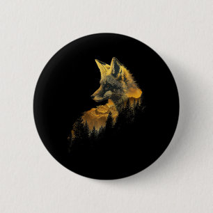 Fox Forest Nature Lover Mountains Hiking Camping H 2 Inch Round Button