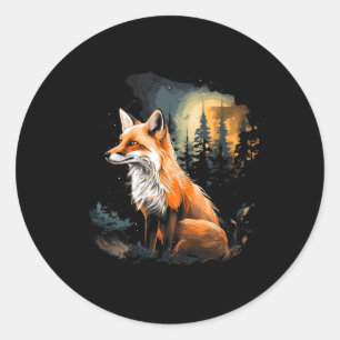 Fox Forest Nature Lover Mountains Hiking Camping H Classic Round Sticker