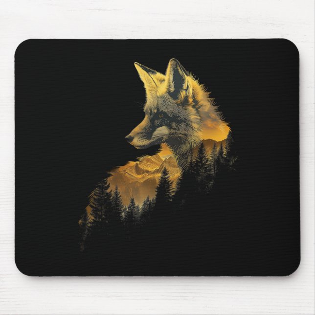 Fox Forest Nature Lover Mountains Hiking Camping H Mouse Pad (Front)