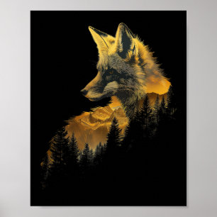 Fox Forest Nature Lover Mountains Hiking Camping H Poster