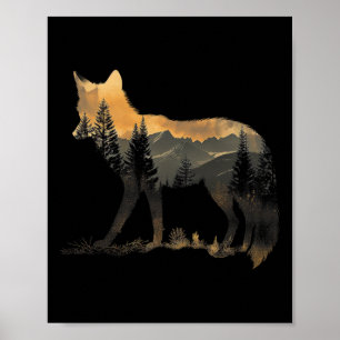 Fox Forest Nature Lover Mountains Hiking Camping H Poster