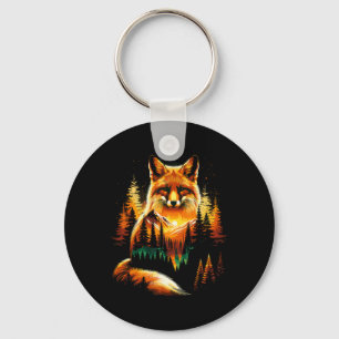 Fox Forest Nature Lover Mountains Hiking Camping Keychain