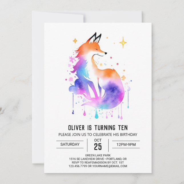 Fox Friends Forest Adventure Birthday Invitation (Front)
