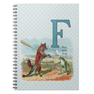 Fox Frog Fishing Antique Illustration Notebook