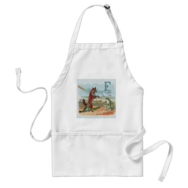 Fox Frog Fishing Antique Illustration Standard Apron (Front)
