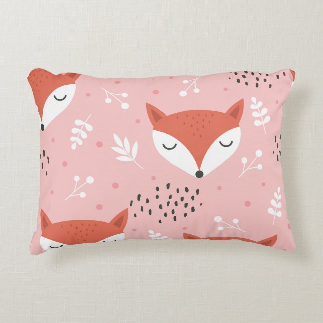 Fox Fun: Cute Forest Pattern Accent Pillow (Front)