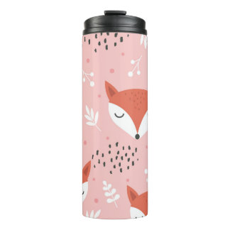 Fox Fun: Cute Forest Pattern Thermal Tumbler