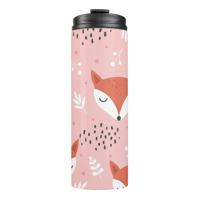 Fox Fun: Cute Forest Pattern Thermal Tumbler (Front)